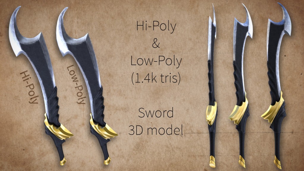 Low Poly & Hi Poly Sword preview image 1