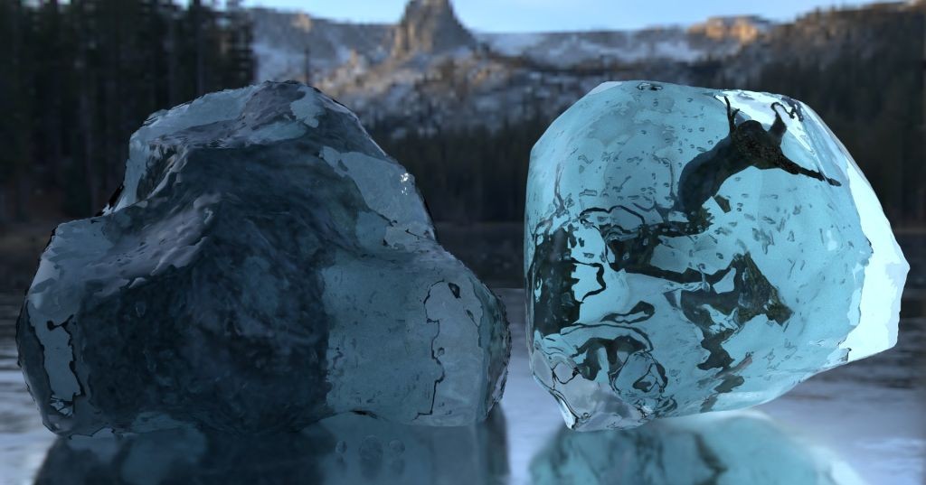 Realistic ice cubes and refraction preview image 1