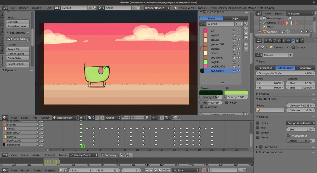 Doggey animation - Grease Pencil test preview image 1