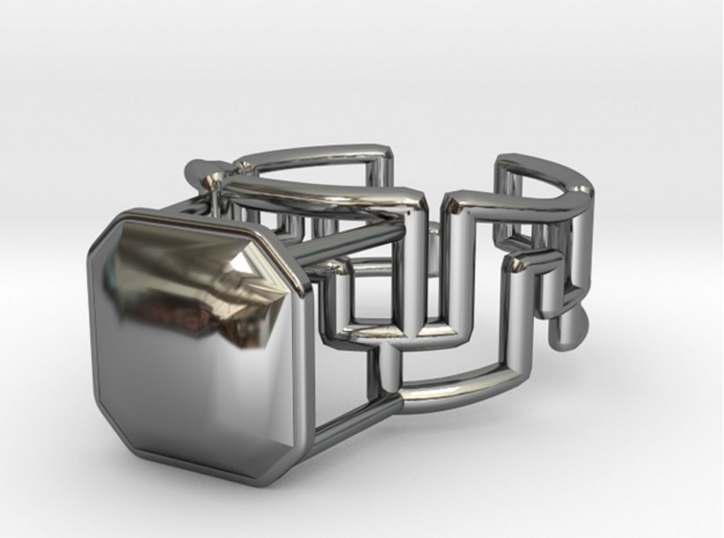 Classical Greek Curve Ring 17.53mm with Asscher Gem preview image 1