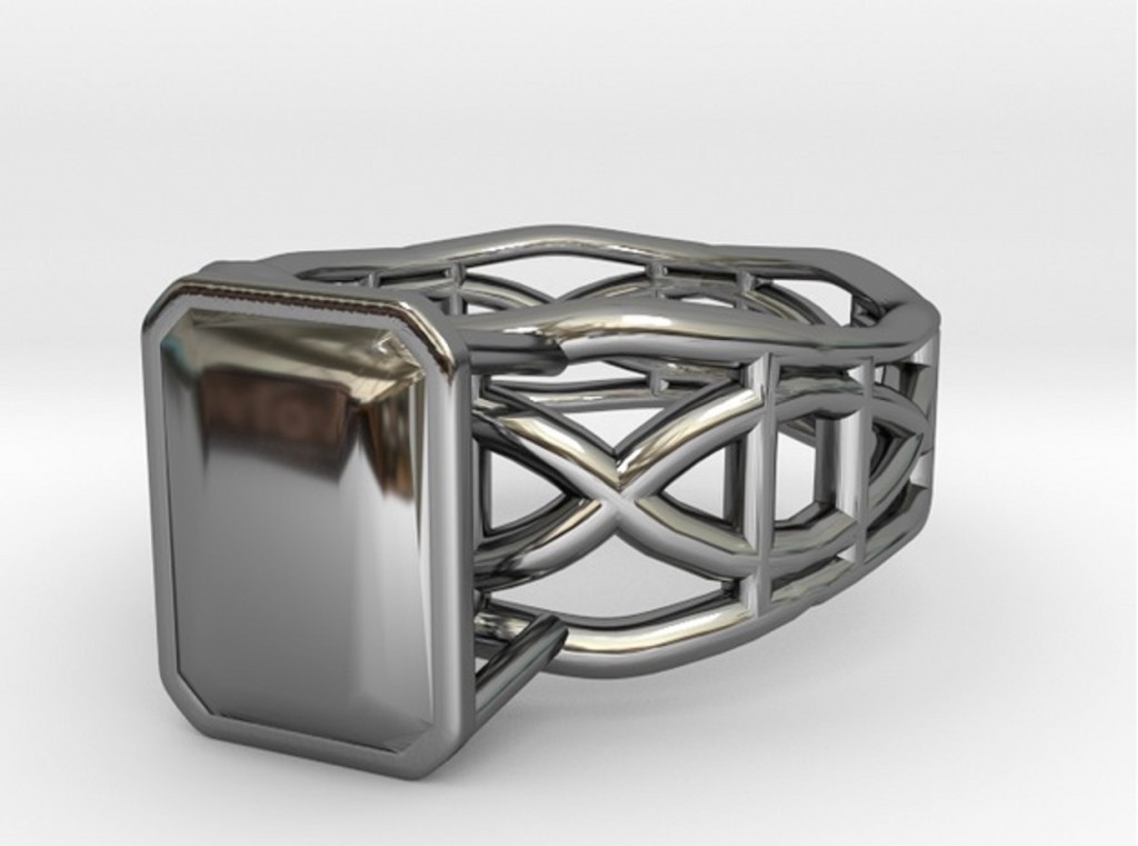 Tangentoidal Crown Curve Ring 17.53mm with Emerald Gem preview image 1