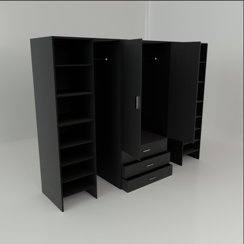 Large Black Wooden Wardrobe preview image 2