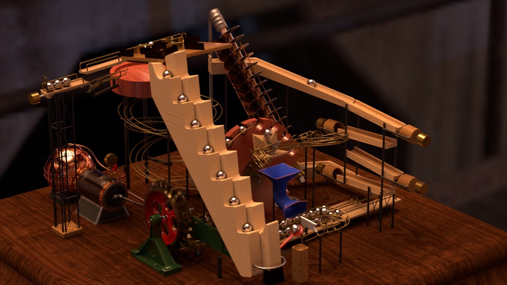 "Sisyphus Engine No. 1" physics based marble machine animation preview image 1