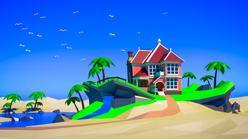 Oasis low poly preview image 1