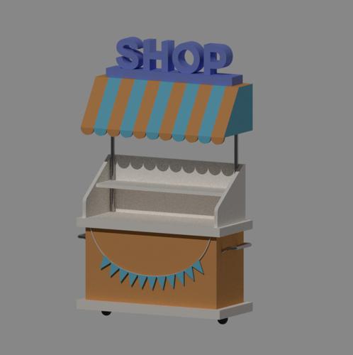 Low Poly Cartoony Food Cart preview image