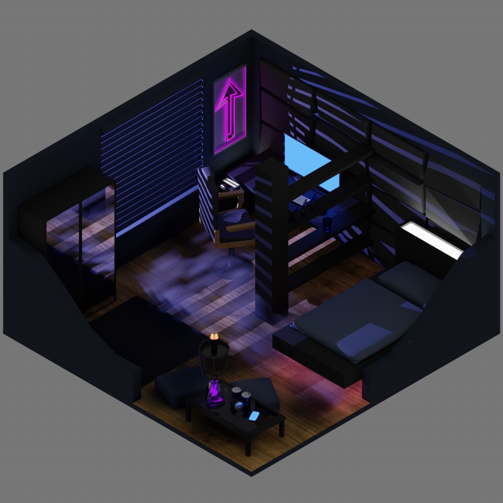 Isometric night scene preview image 1