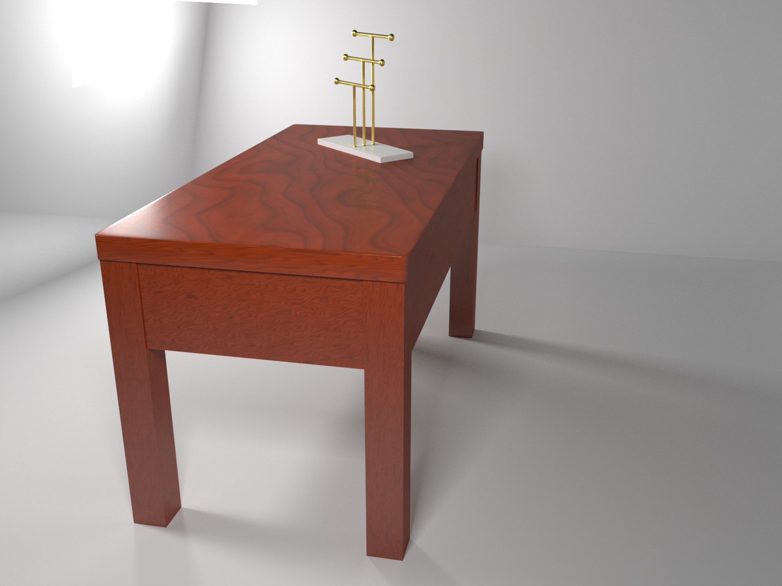 Golden jewelry holder on mahogany desk preview image 3