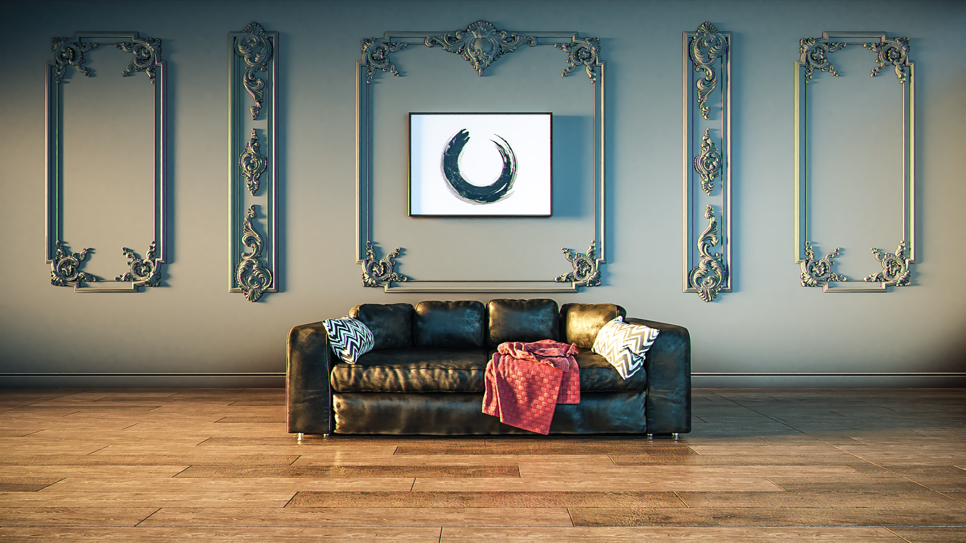 Leather Studio Sofa 3D model- EEVEE, Cycles preview image 1