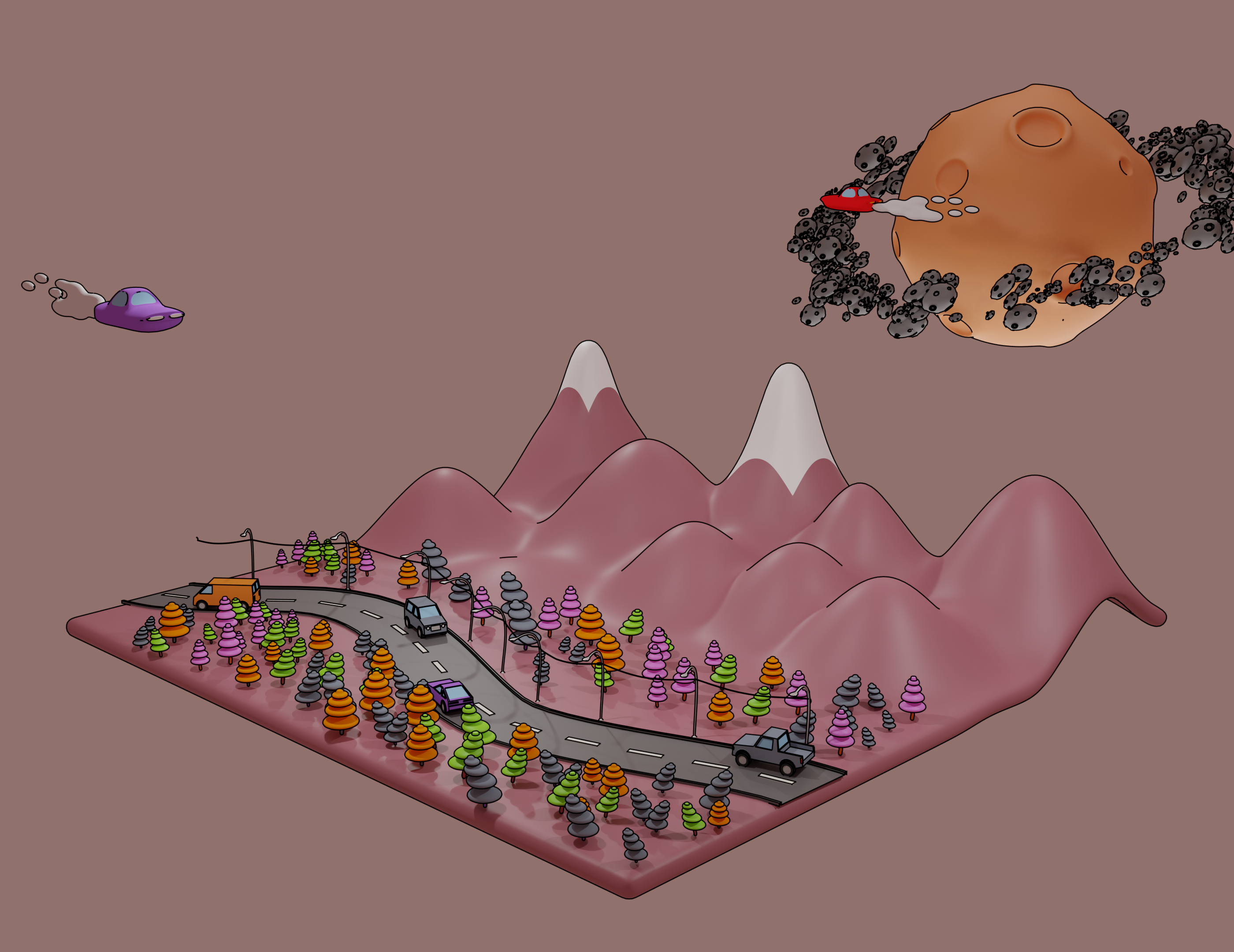 Mars cartoon scene preview image 1