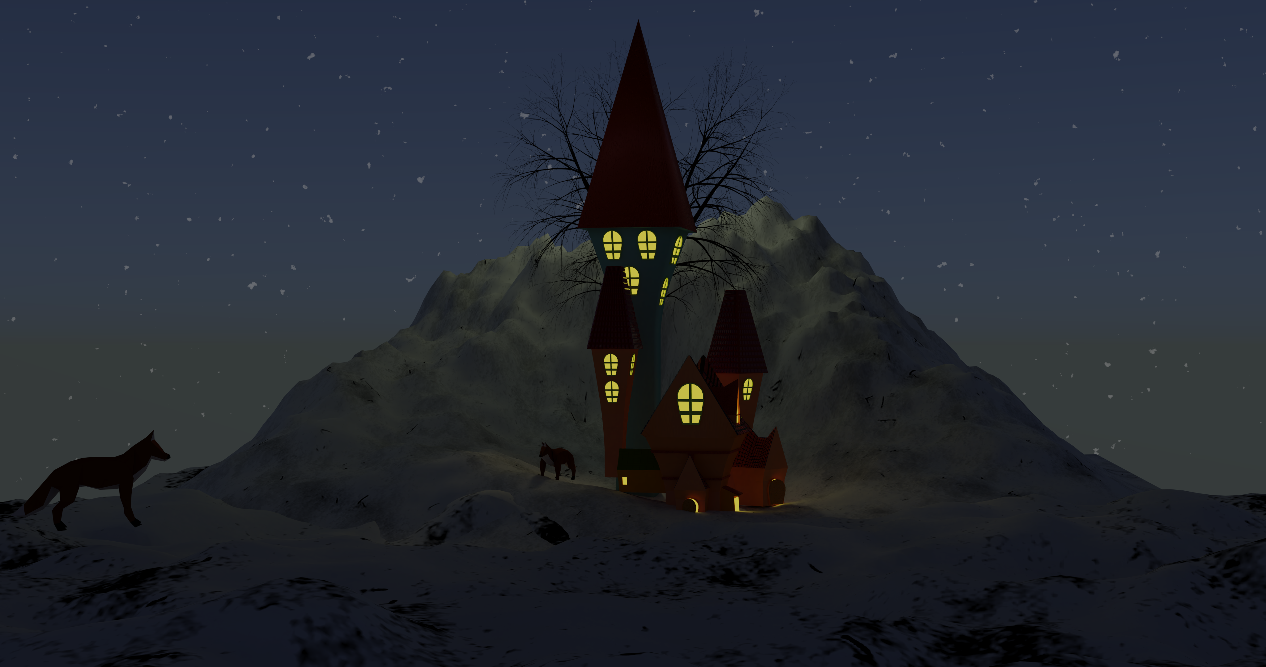 Low Poly Mountain Scene preview image 1