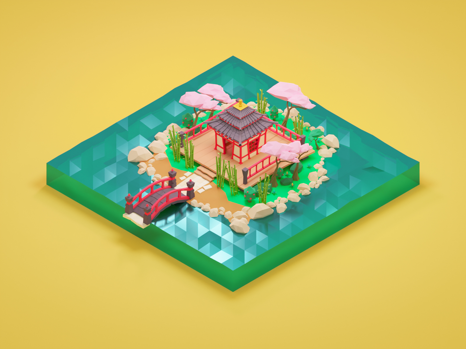 Low Poly Japanese Scene preview image 1