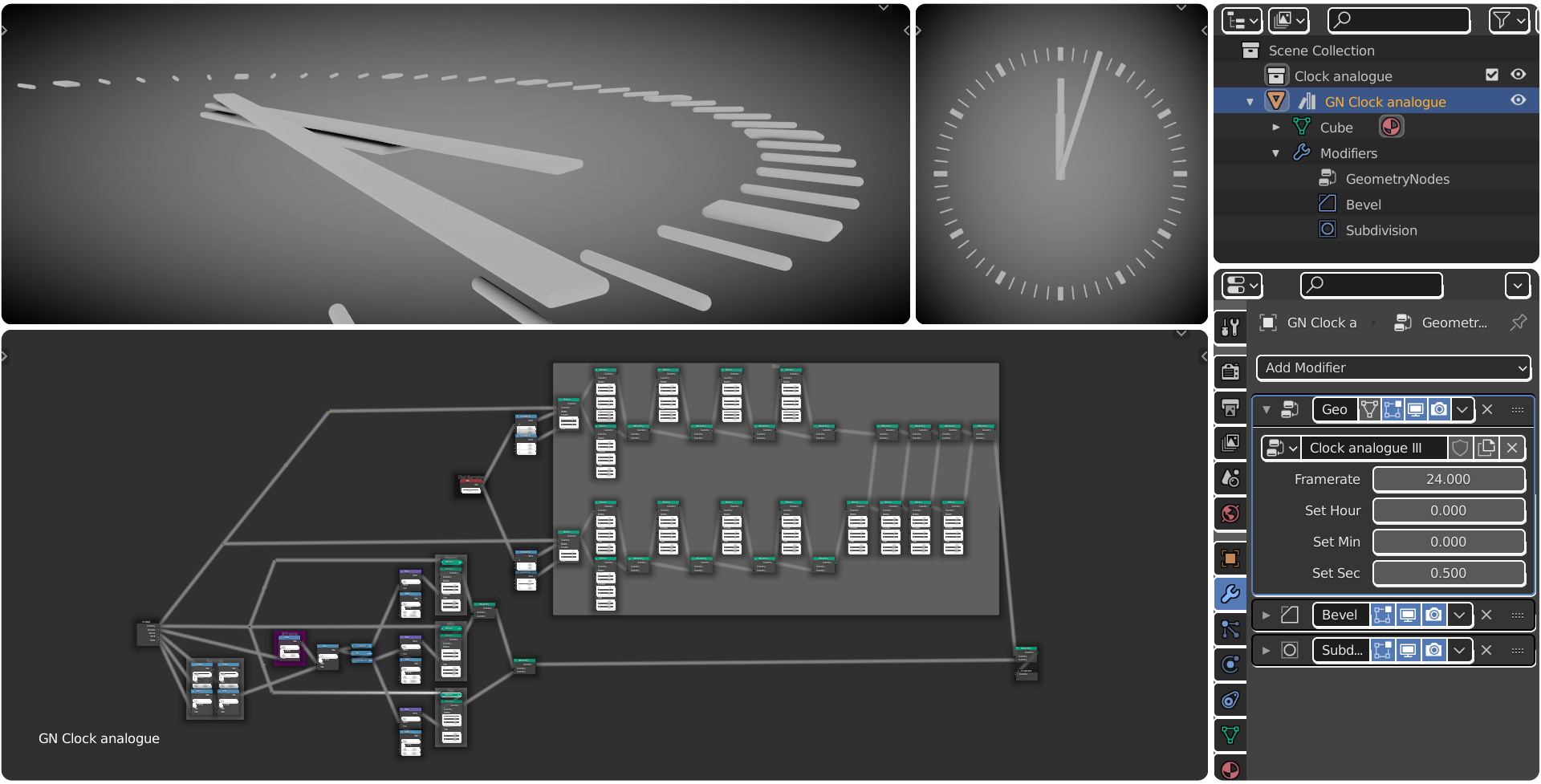 Geometry Nodes analogue clock mechanism preview image 1
