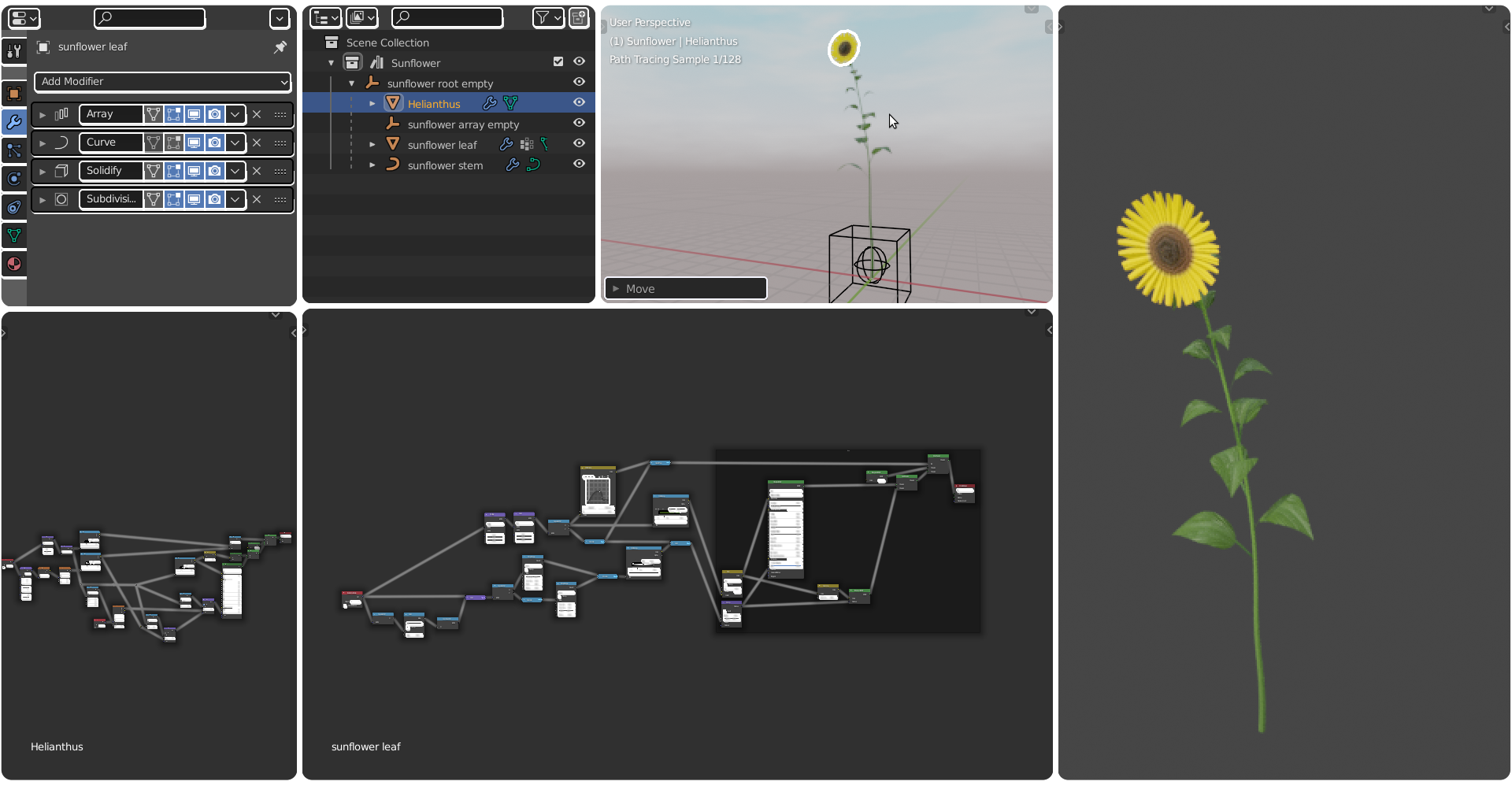 Sunflower, stylized, procedural, animateable preview image 1