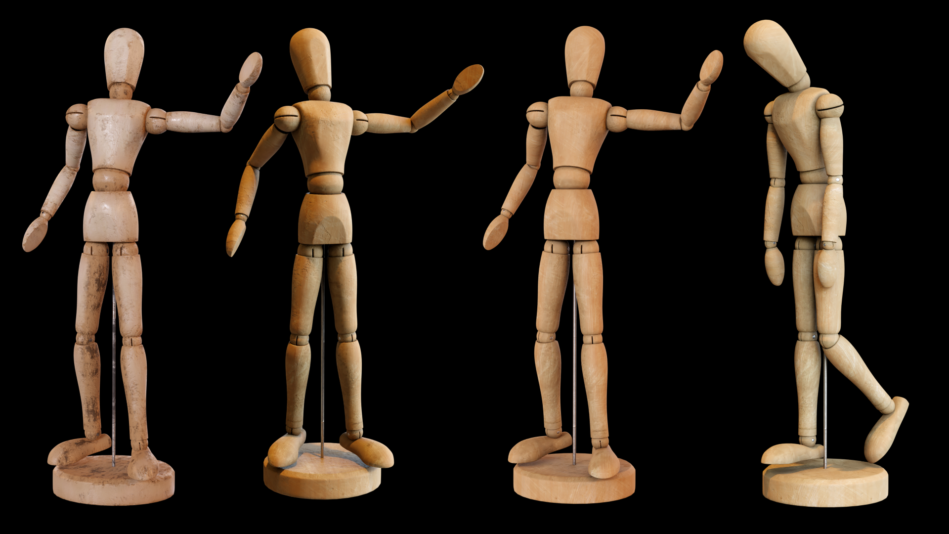 Blend Swap Wooden Mannequin for artists with basic Rig