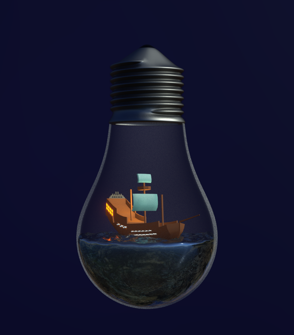 Low Poly Ship Scene in a Bulb preview image 1