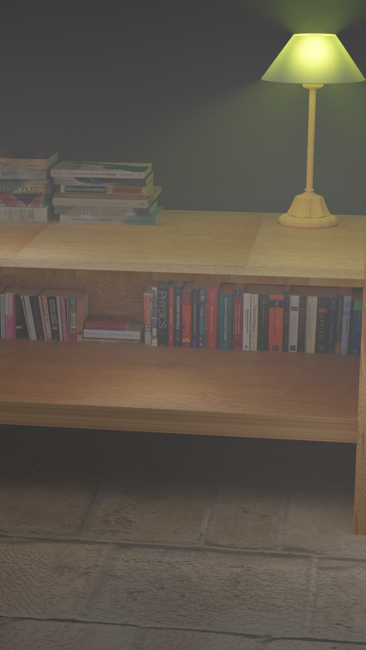 Desk with books and Beautiful lighting preview image 4