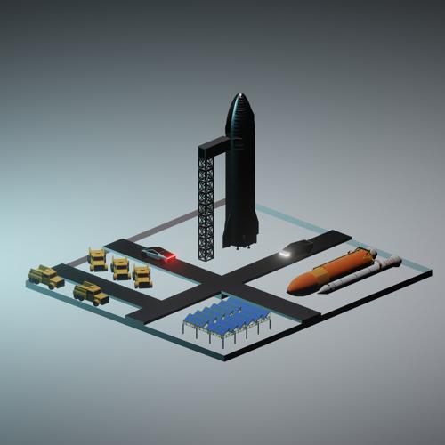 Star ship Launch Low Poly preview image