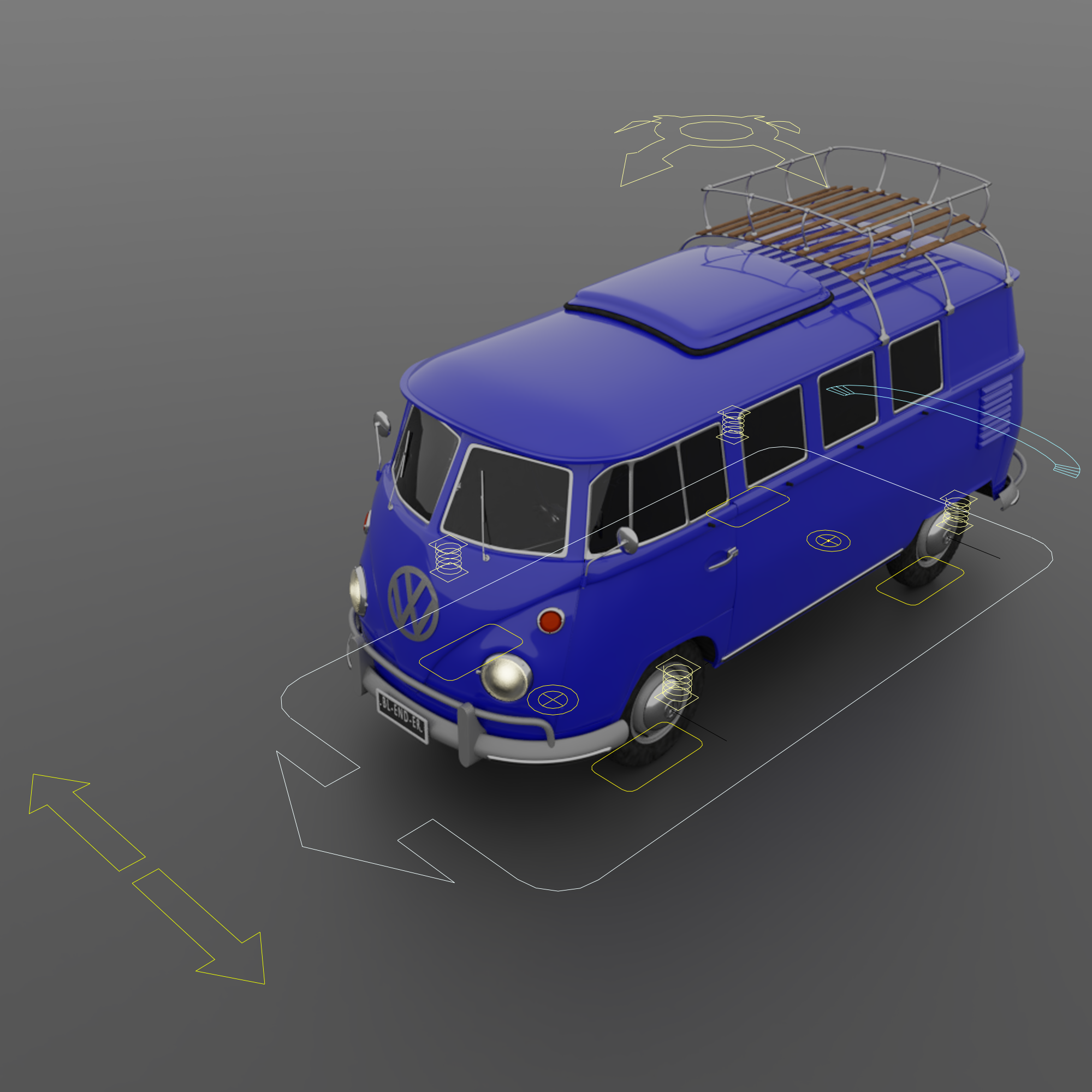 VolksWagen old Van T1 Rigged & animated preview image 1