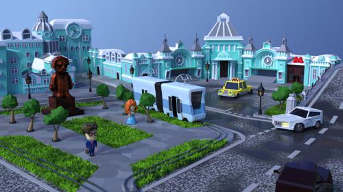 moscow. belorussky railway station. lowpoly preview image