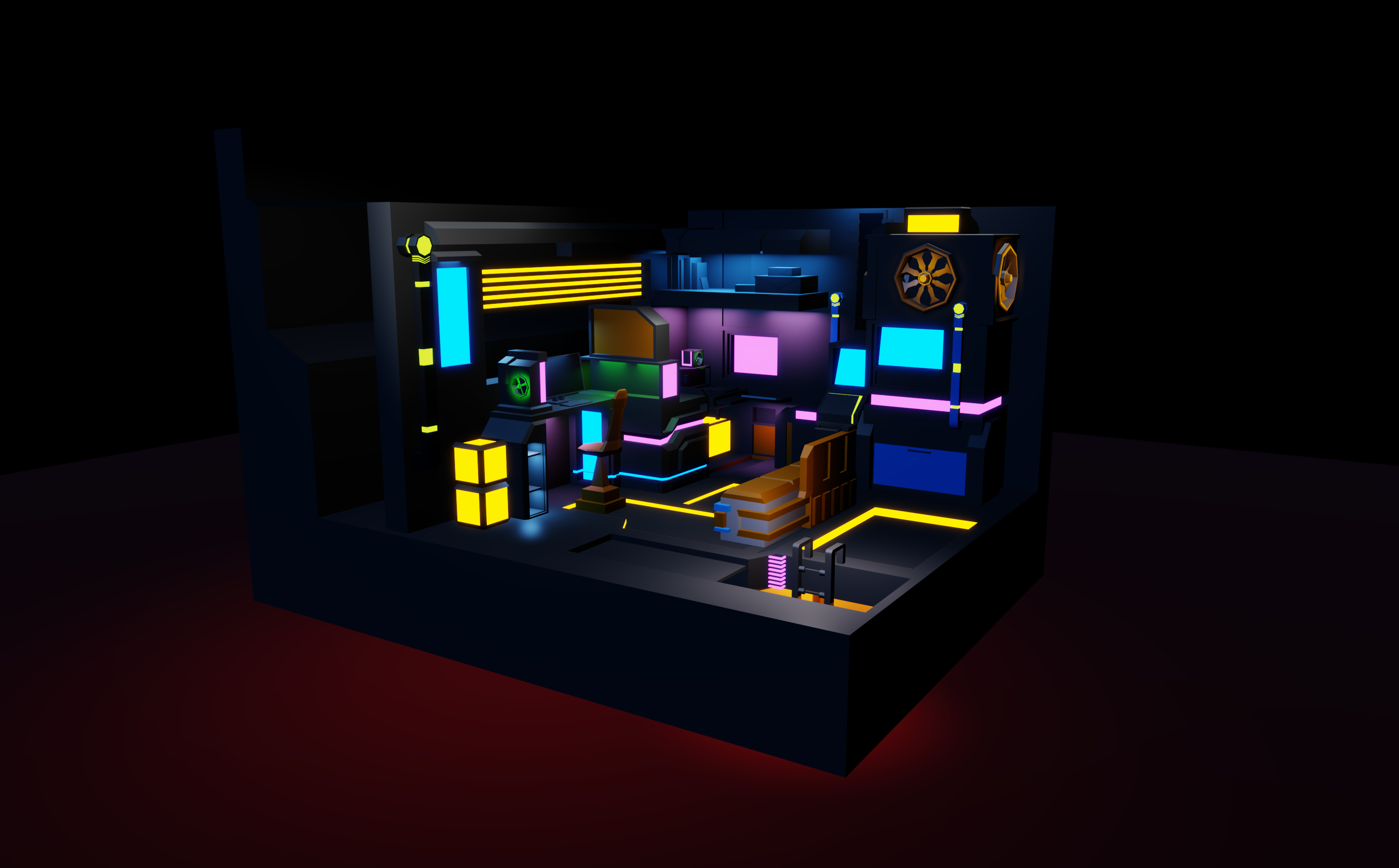 Low Poly Funky Tech Room preview image 1