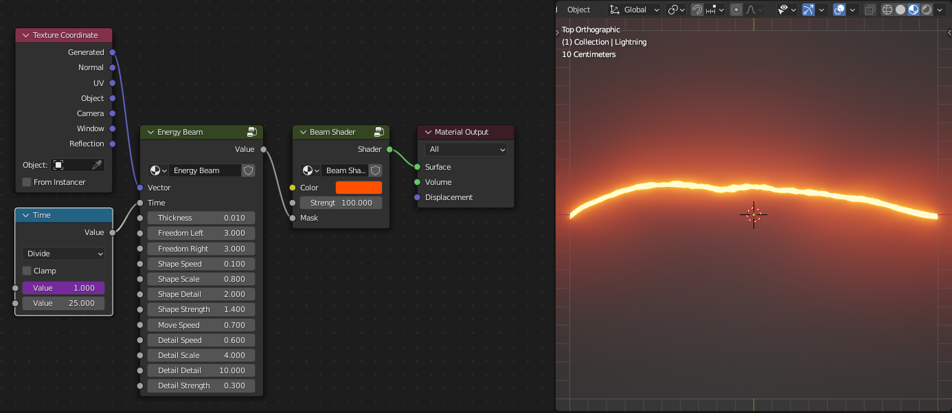 Procedural animated energy beam material preview image 1