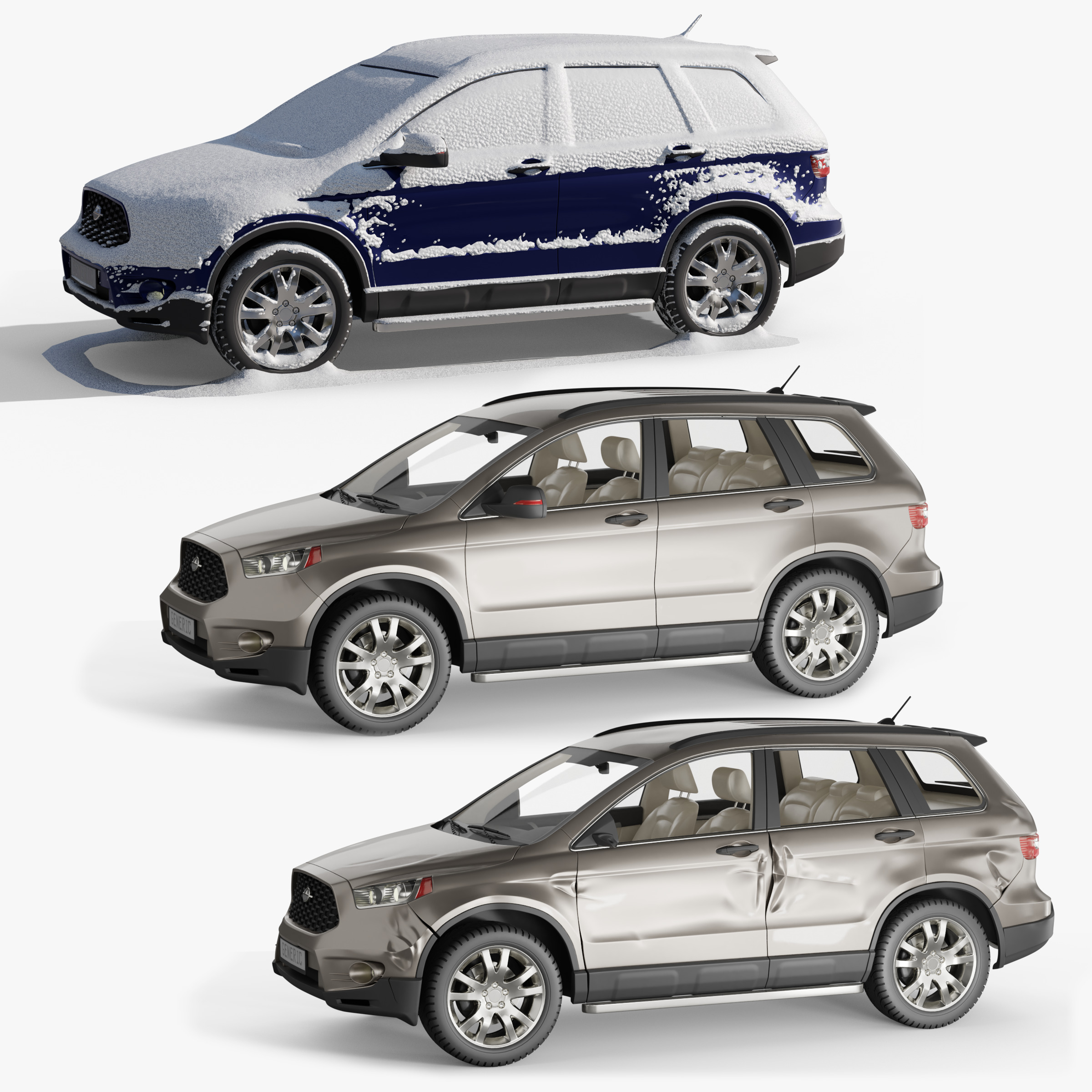 Generic SUV ZYX0 snow covered and wrecked preview image 1