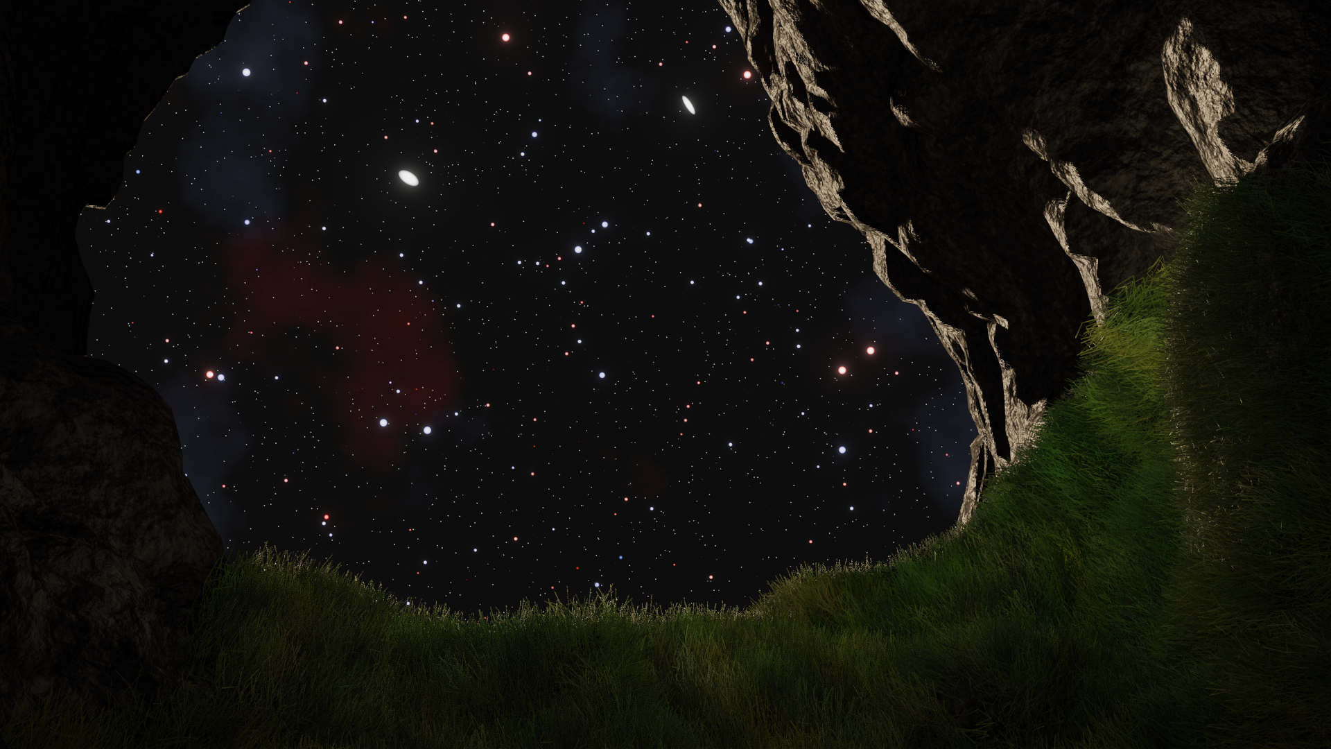 Scene with grass, rock and space preview image 1