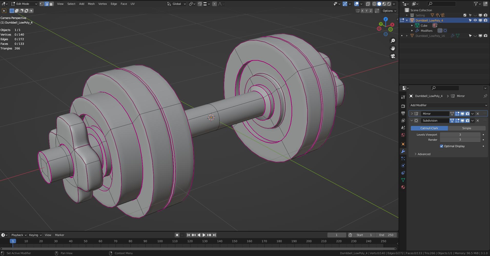 Dumbbell (Low Poly) preview image 3