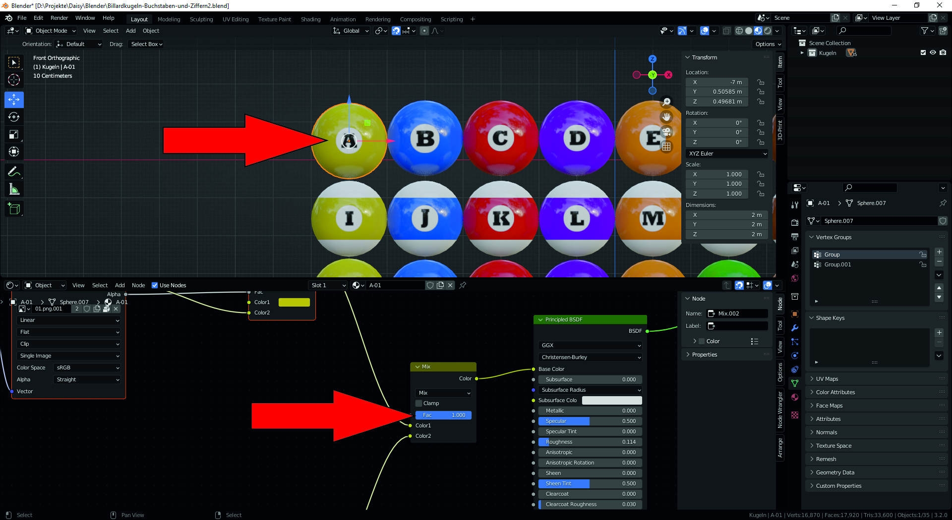 Billiard balls with numbers and letters preview image 1