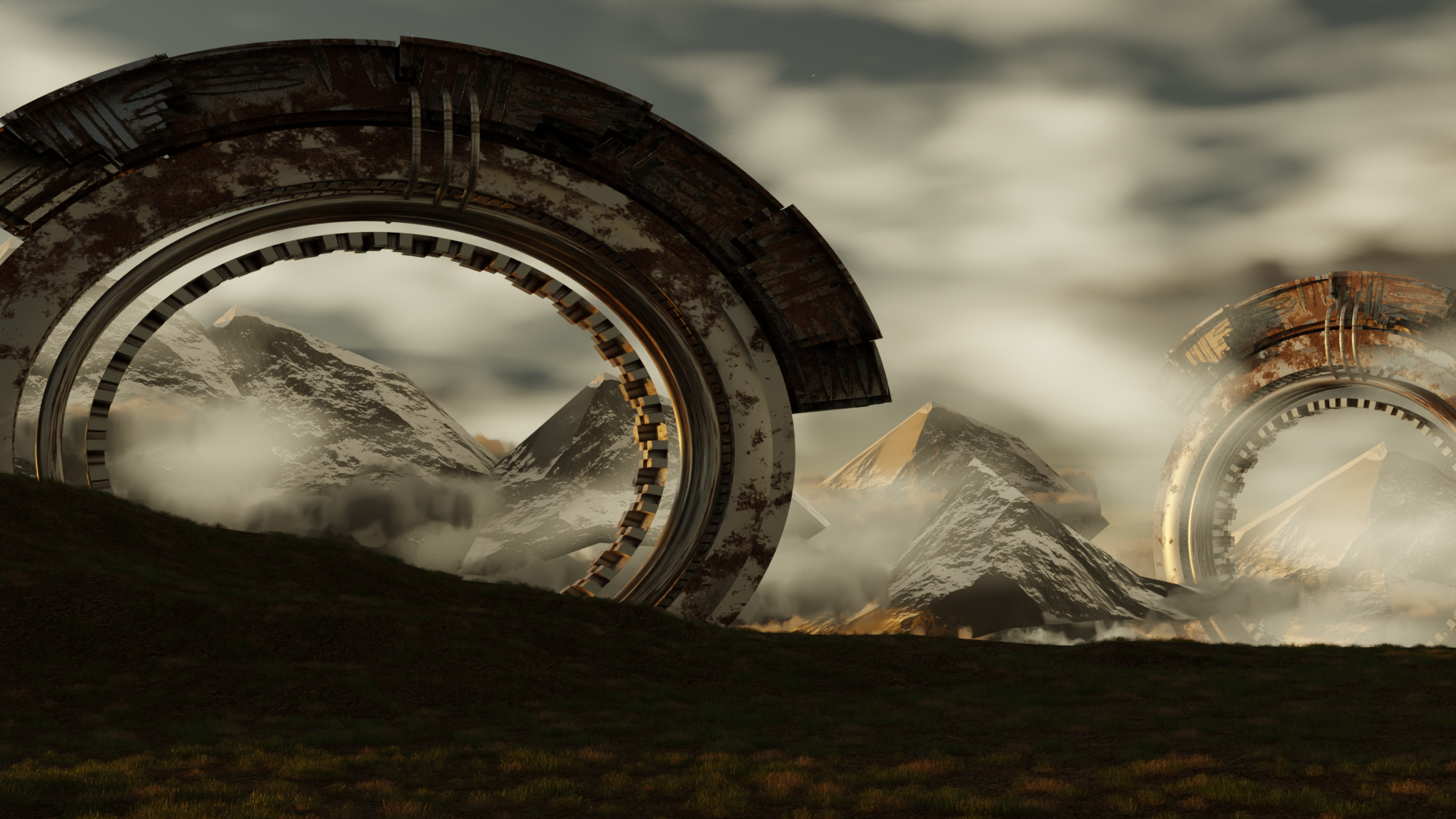 Realistic 3d scifi landscape model with environment 3D model preview image 2