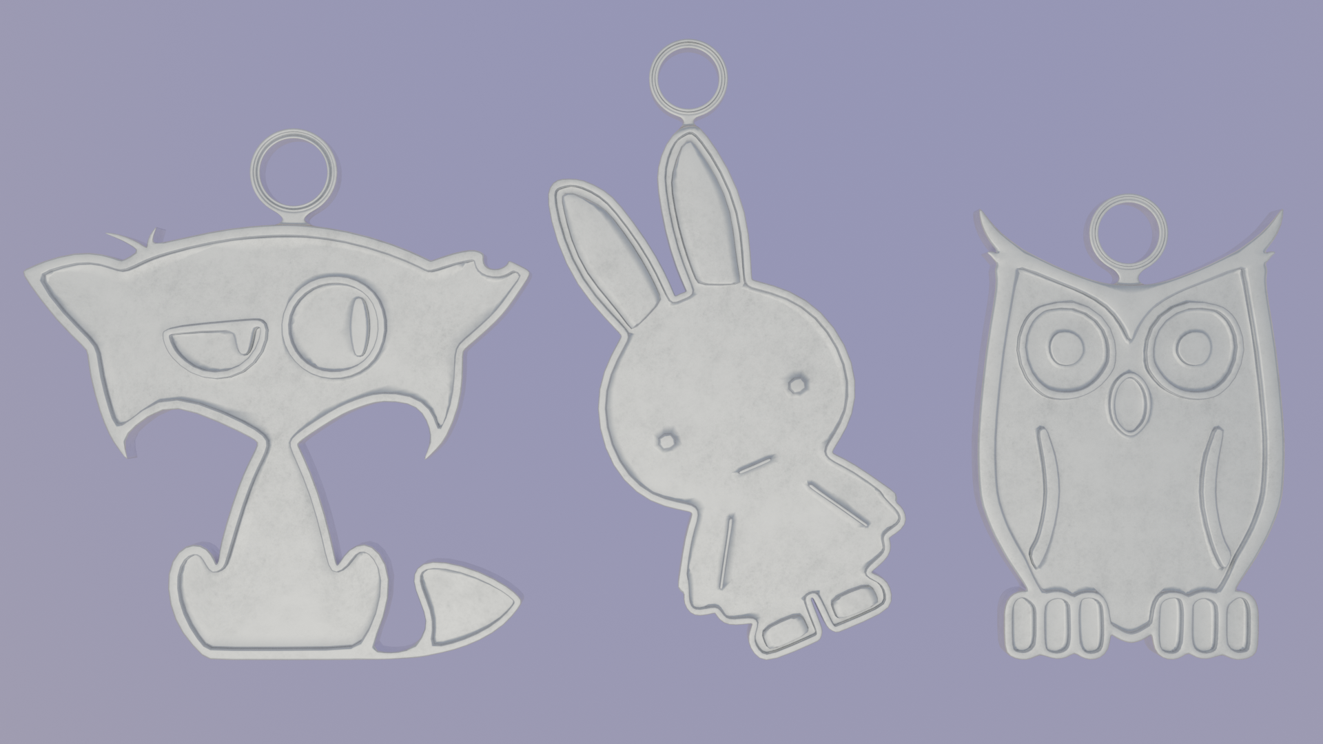 Three Soft Little Creatures - Printable 3D Pendants preview image 1