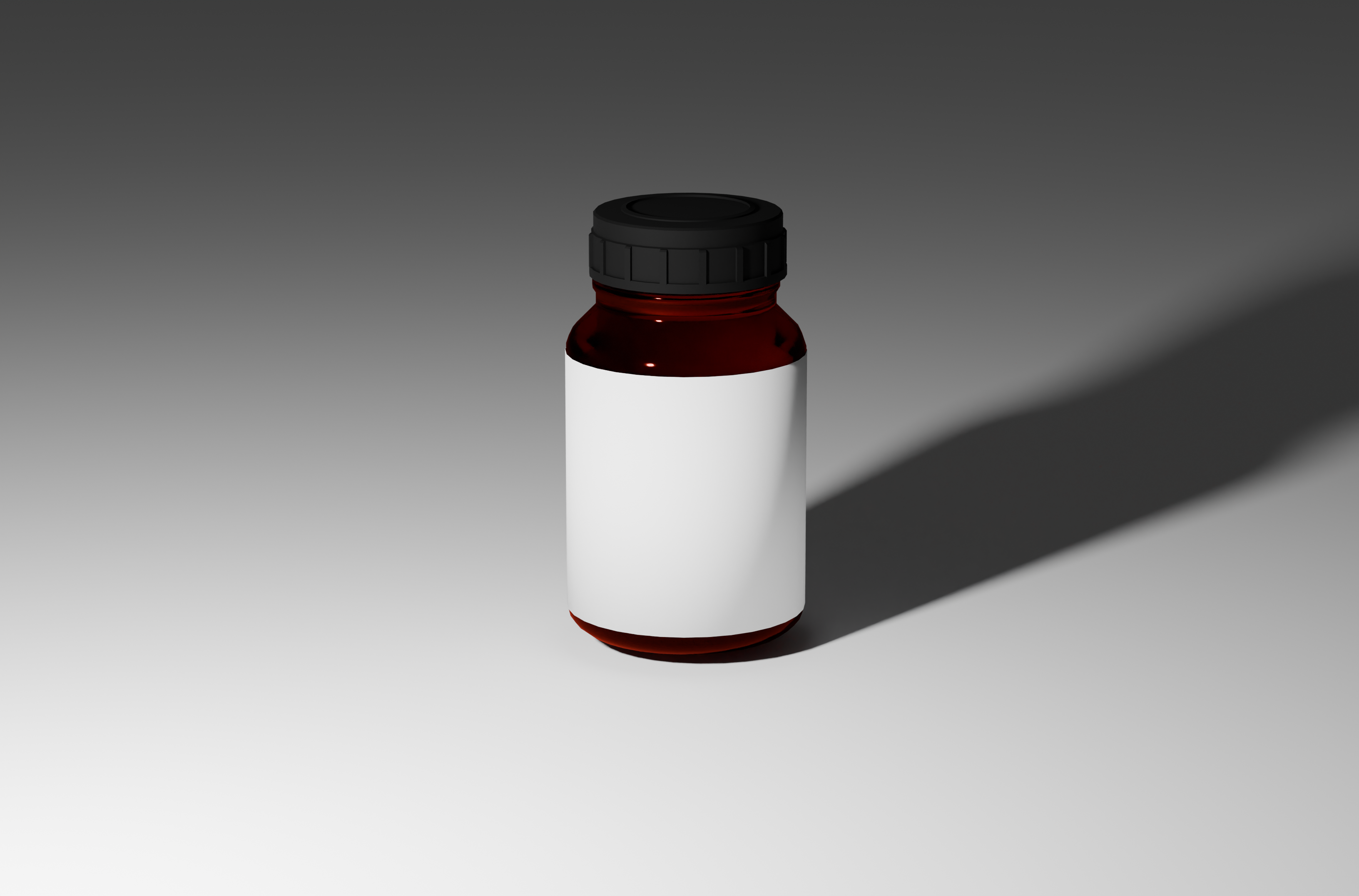 A simple jar for supplement with amber glass and a black lid and label. preview image 1