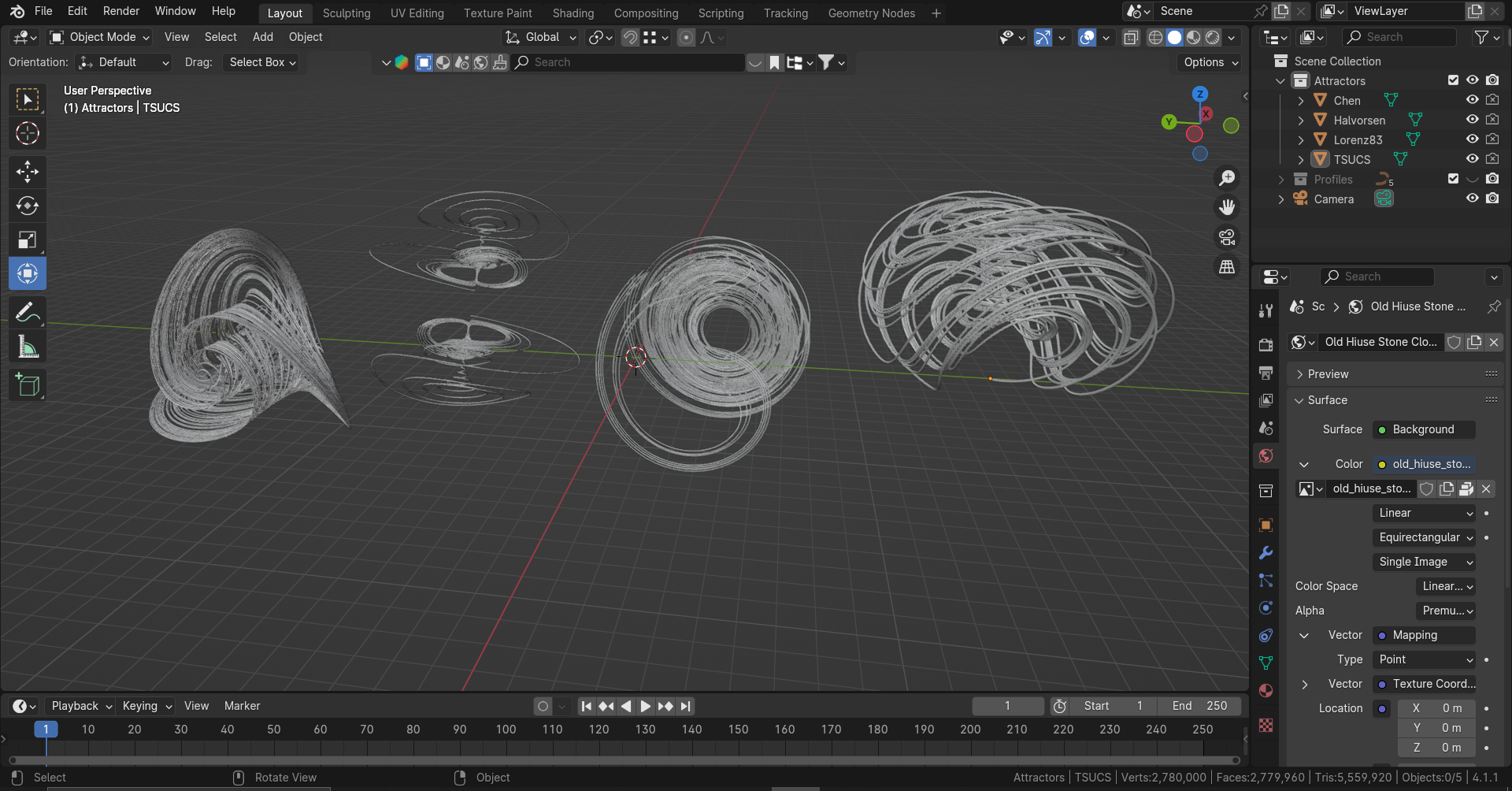 Strange attractors - Halvorsen, Chen-Lee, Lorenz 83 and TSUCS | generating script included! preview image 3