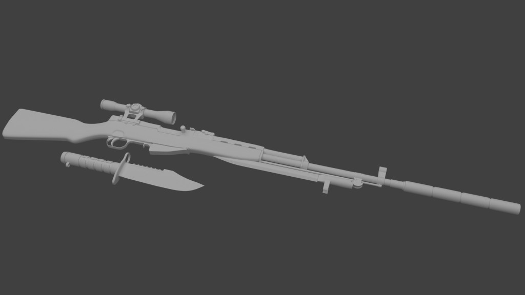 SKS  with silencer and scope  + Knife preview image 1