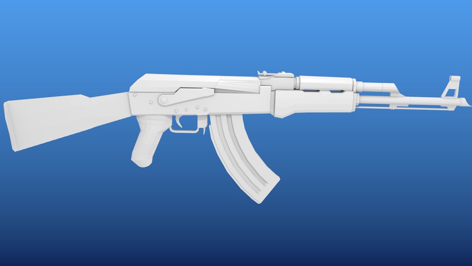 Ak-47 Low Poly preview image 1