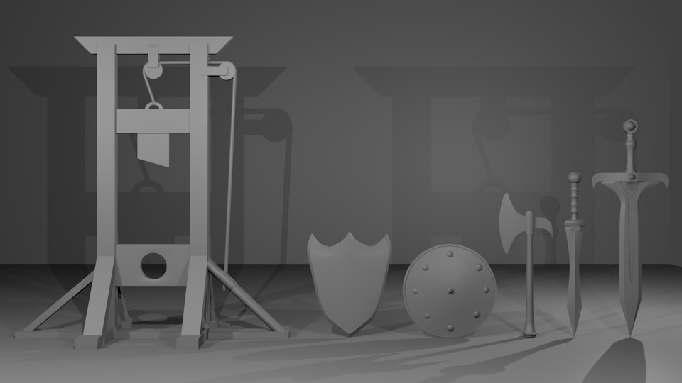 Ancient Melee Weapon pack  untextured  preview image 1