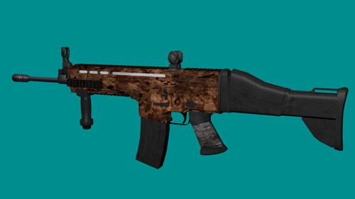 Low Poly Assault Rifle w/Textures &amp; materials preview image