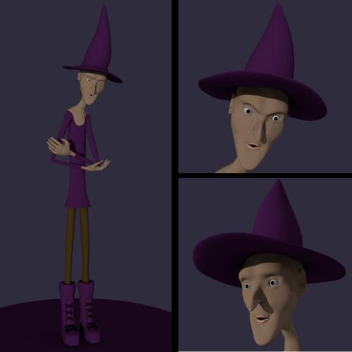 Cartoonish Witch Character with Rig preview image