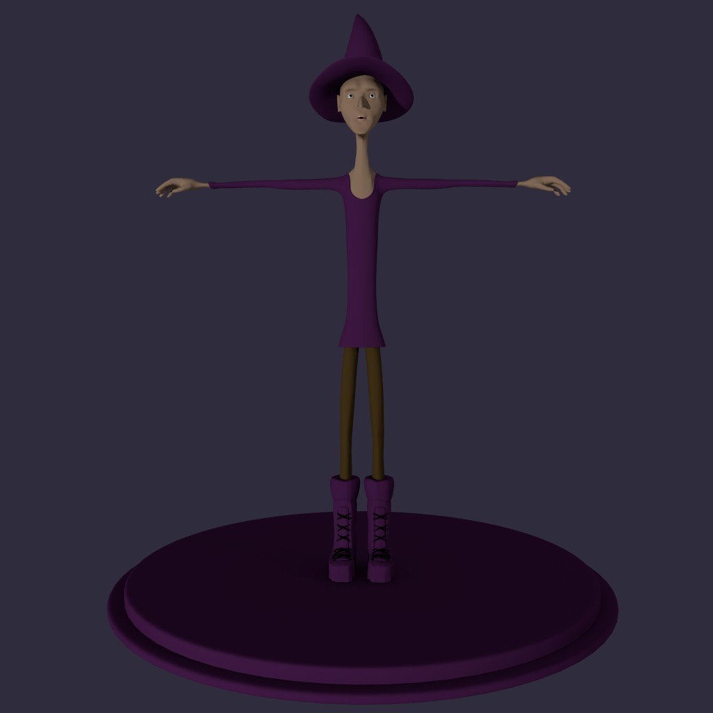 Cartoonish Witch Character with Rig preview image 2
