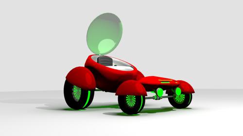 Retro-futuristic car V.1 (Rigged) preview image
