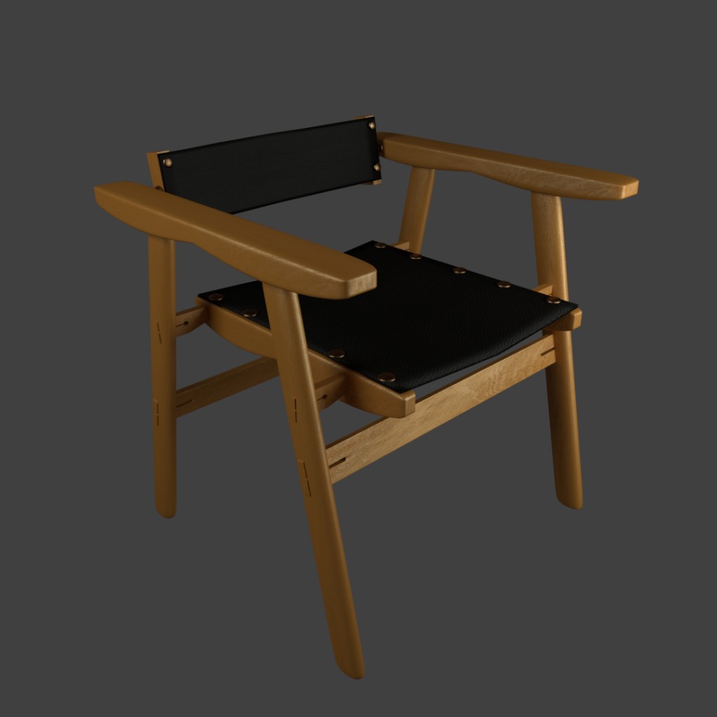 Wood and Leather Chair preview image 1