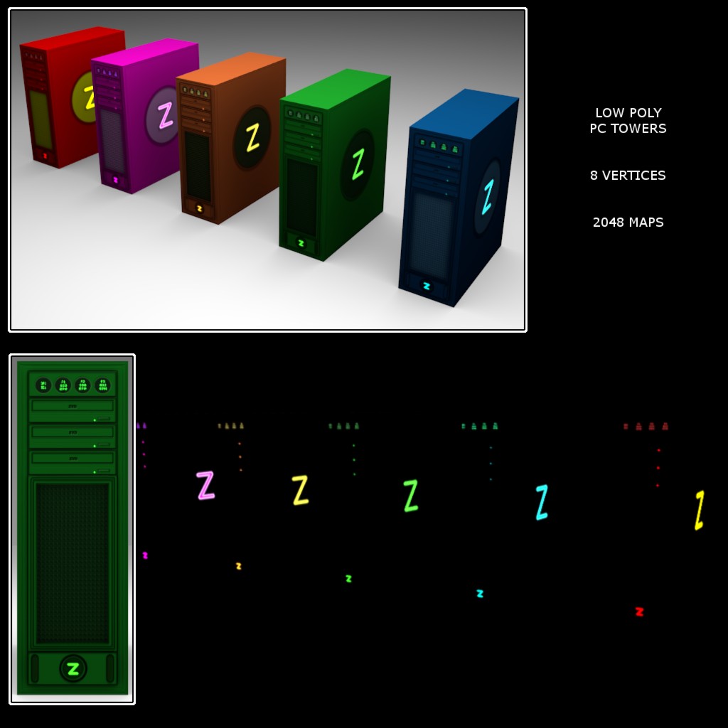 zComputer Towers (Low Poly) preview image 1